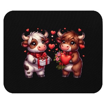 Discover Cute cartoon valentines highland cow Mouse Pads
