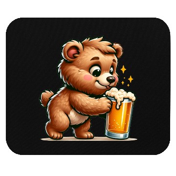 Discover Cute Bear Drinking Beer Mouse Pads