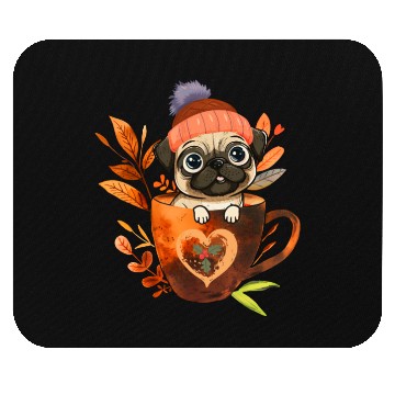 Discover Pug in A Coffee Cup with Christmas Mouse Pads
