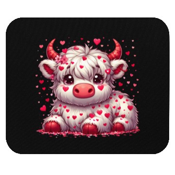 Discover Cute cartoon valentines highland cow Mouse Pads