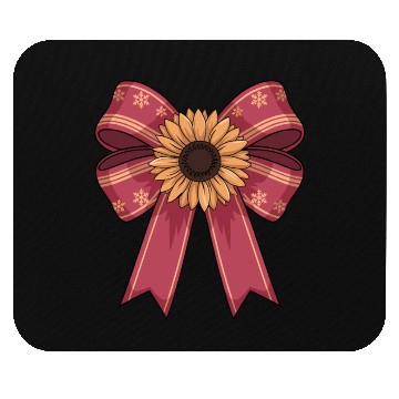 Discover Sunflower on Red Bow With Snowflakes Mouse Pads