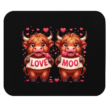 Discover Cute cartoon valentines highland cow Mouse Pads