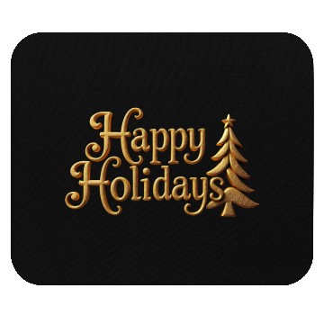 Discover Golden Elegance Happy Holidays Motif Mouse Pads