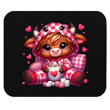 Discover Cute cartoon valentines highland cow Mouse Pads