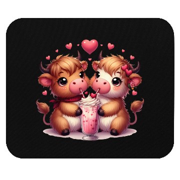 Discover Cute Cartoon Valentines Highland Cow Mouse Pads