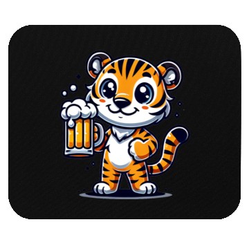 Discover Cute Tiger Drinking Beer Mouse Pads