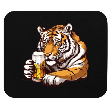Discover Cute Tiger Drinking Beer 2 Mouse Pads
