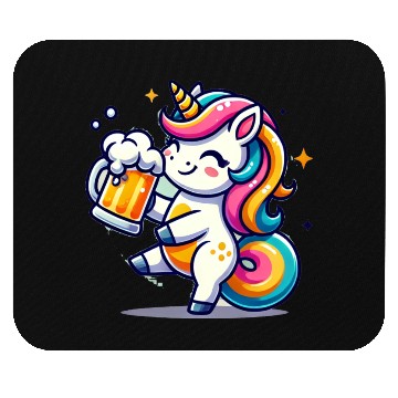 Discover Cute Unicorn Drinking Beer Mouse Pads
