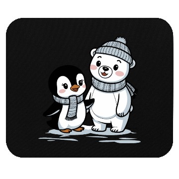 Discover Penguin and Polar Bear Friends Mouse Pads