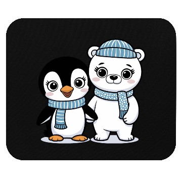 Discover Happy Penguin and Polar Bear Best Friends Mouse Pads