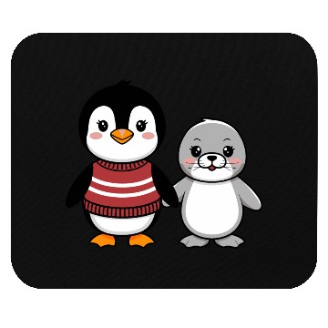 Discover Cute Penguin and Seal Best Buddies Friends Mouse Pads
