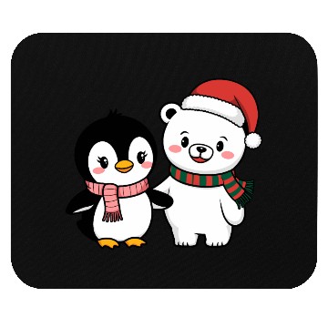 Discover Santa Polar Bear and Penguin Friends Mouse Pads