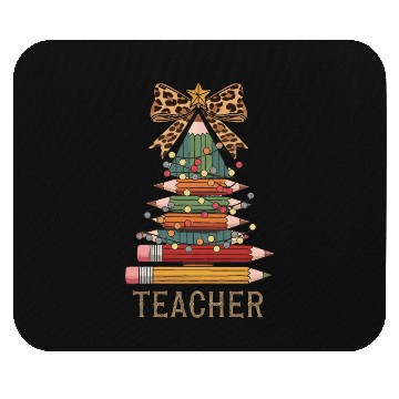 Discover Christmas Tree Pencil Teacher Leopard Bow Design Mouse Pads