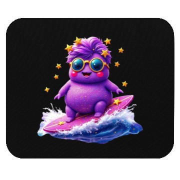 Discover Cosmic Surfing Funky Creature Design Mouse Pads