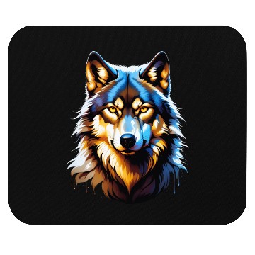 Discover Isolated Lone Wolf Head Ink Design Mouse Pads