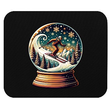 Discover Snow Globe Skiing Adventure Fantasy Mouse Pads