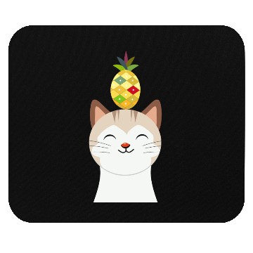 Discover Happy Cat with Pineapple - Tropical Animal Design Mouse Pads