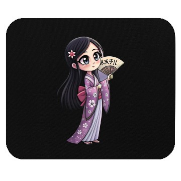 Discover Cute Chibi Geisha Anime Inspired Kimono Design Mouse Pads
