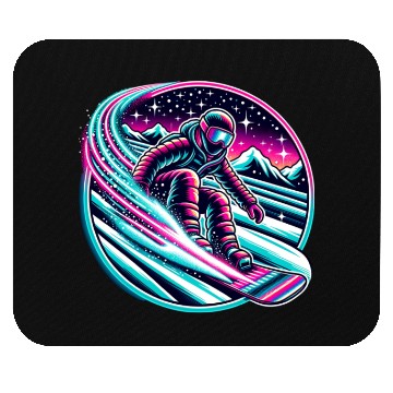 Discover Epic Neon Snowboarding Adventure Under Starry Sky Mouse Pads