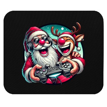 Discover Funny Christmas Duo: Santa & Rudolph Gaming Mouse Pads