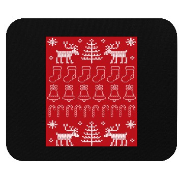 Discover Ugly Christmas Sweater Pattern on Red Background Mouse Pads