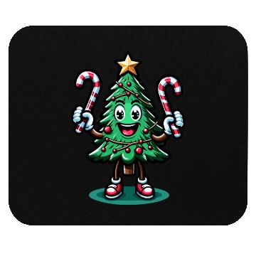 Discover Happy Christmas Tree With Candy Canes Retro Mouse Pads