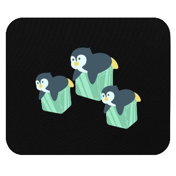 Discover "Adorable Penguin Family on Ice Cubes" Mouse Pads