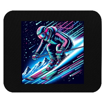 Discover Neon Night Skiing Adventure Design Mouse Pads