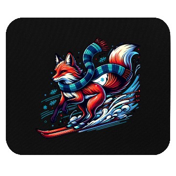 Discover Fox Skiing Adventure in Winter Wonderland Mouse Pads