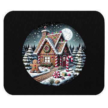 Discover Christmas Gingerbread House with Candy Canes Mouse Pads