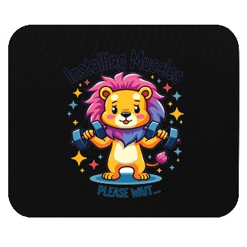 Discover Installing Muscles Lion Löwen Kraftsport Workout Mouse Pads