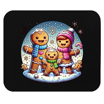 Discover Gingerbread Family Christmas Delight Mouse Pads
