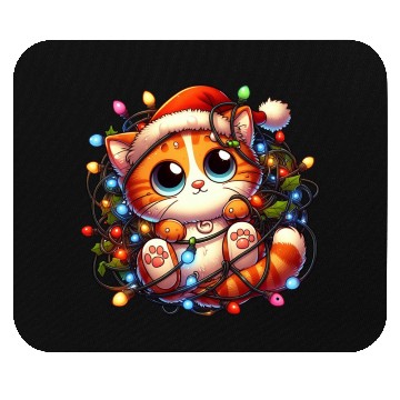 Discover Whimsical Cat’s Christmas Lights Adventure Mouse Pads