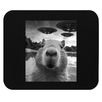 Discover Funny Graphic Capybara Selfie with UFOs Weird Mouse Pads
