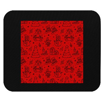 Discover Christmas Icons on a Red Background Mouse Pads