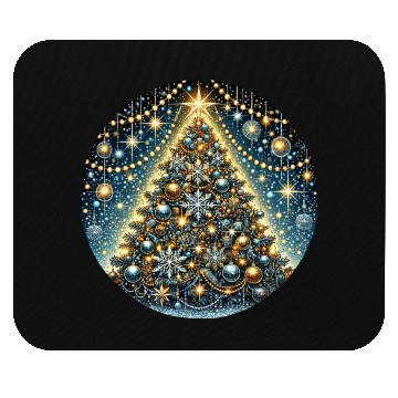 Discover Sparkling Christmas Tree with Golden Glow Mouse Pads