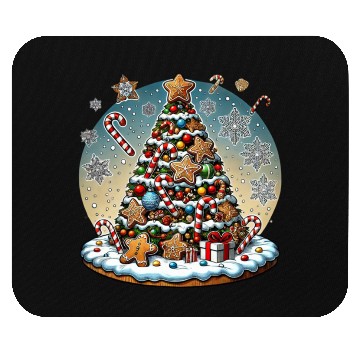 Discover Gingerbread Candy Cane Christmas Tree Mouse Pads