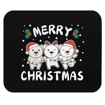 Discover Merry Christmas Cute Polar Bear Festive Lights Mouse Pads
