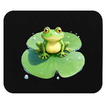 Discover Cheerful Frog on Lily Pad Mouse Pads