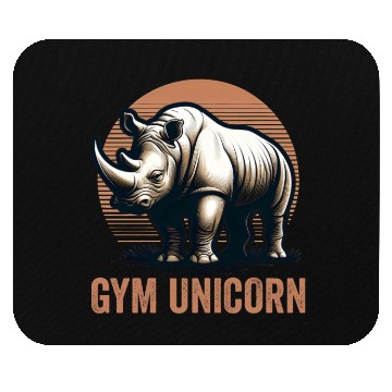 Discover Gym Unicorn Rhino Rhinoceros Safari Vintage Mouse Pads