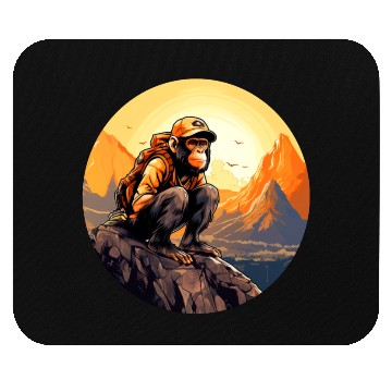 Discover Monkey hiking / mountaineering monkey Mouse Pads
