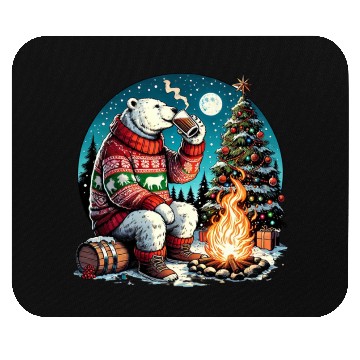 Discover Cozy Christmas Polar Bear: Eggnog & Fireside Cheer Mouse Pads