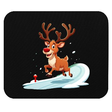 Discover Joyful Reindeer Dashing to Santa's House Mouse Pads