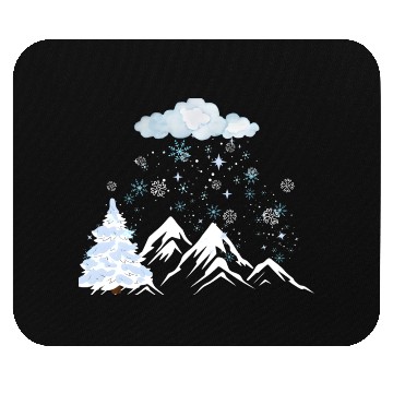 Discover Winter Magic Text with Blue Snowflakes Design" Mouse Pads