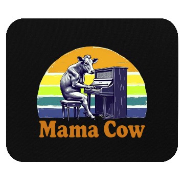 Discover Mama Cow Playing Piano Retro Design Mouse Pads