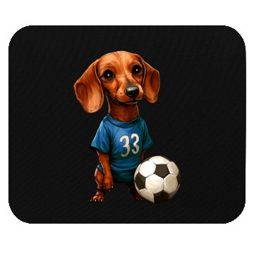Discover Soccer dachshund blue Mouse Pads