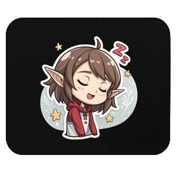 Discover Adorable Sleepy Elf Art Print for Cozy Comfort Mouse Pads