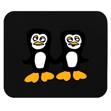 Discover Two Penguins Team 2 Friends Confused Hands Holding Mouse Pads