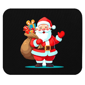 Discover Joyful Santa with Gift Sack Design Mouse Pads