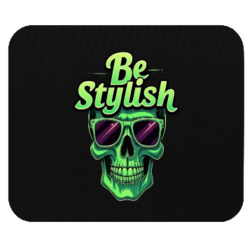 Discover Be Stylish Vibrant Green Skull with Sunglasses Mouse Pads